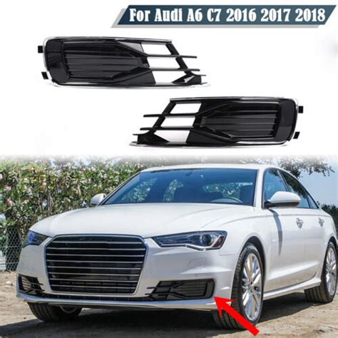 2Pcs Black Front Bumper Lower Grill Grills Covers For Audi A6 C7 Sedan