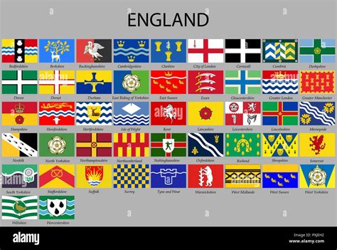 All Flags Counties Of England Vector Illustraion Stock Vector Image