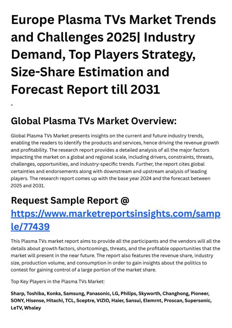 Europe Plasma TVs Market Trends and Challenges 2025 Industry Demand