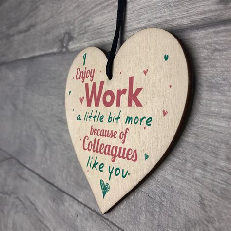 I Enjoy Work Hanging Heart Plaque Work Friendship Colleague Sign