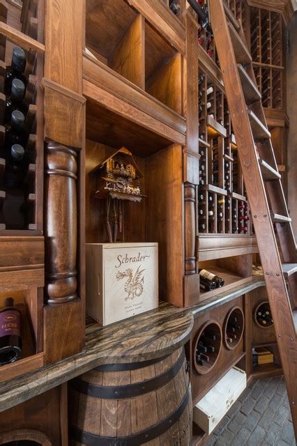 Custom Wine Cellar With Wine Staves Traditional Wine Cellar