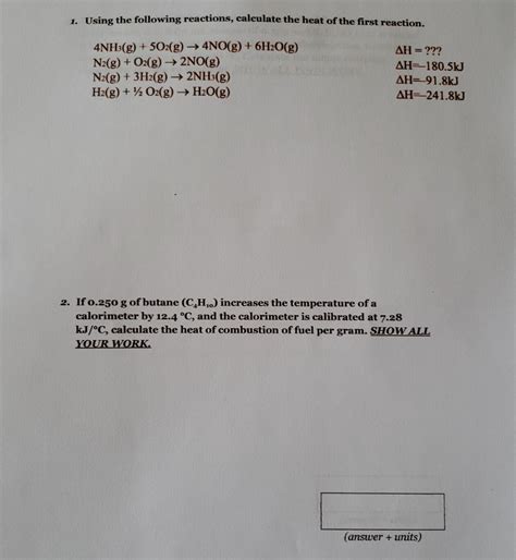 Solved 1 Using The Following Reactions Calculate The Heat