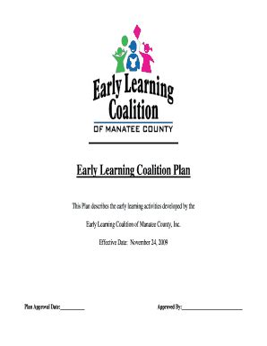 Fillable Online Early Learning Coalition Plan Elc Manateeorg Fax