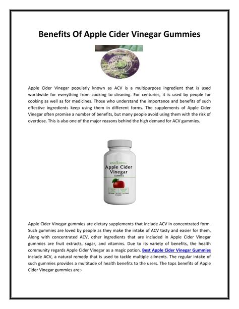 Ppt Benefits Of Apple Cider Vinegar Gummies Powerpoint Presentation