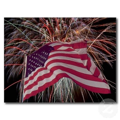 American Flag And Fireworks Postcard Independence Day Fireworks 4th Of July Fireworks Fourth