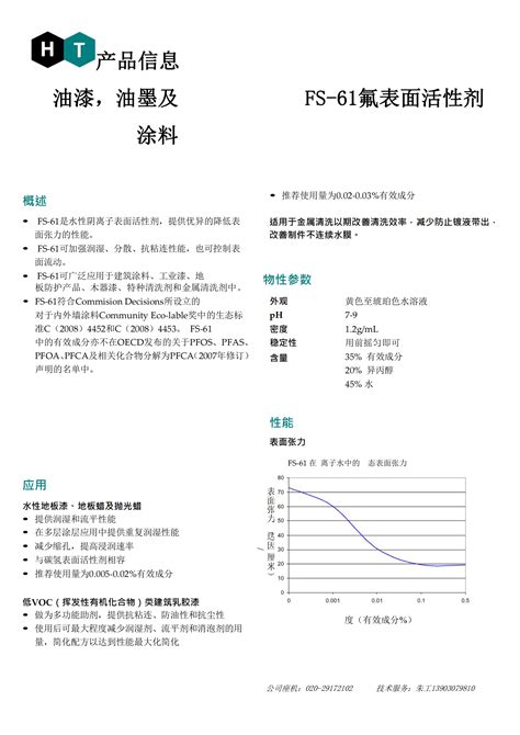 氟表面活性剂fs 61 广州汇涂新材料有限公司