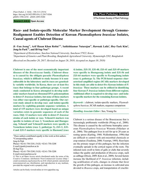 PDF Race And Isolate Specific Molecular Marker Development Through