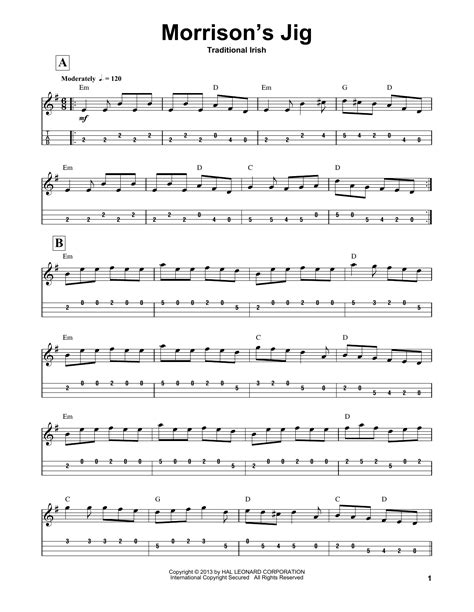 Morrison's Jig by Traditional Irish Folk Song - Mandolin Tab - Guitar