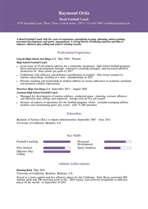 High School Football Coach Resume Examples and Templates for 2024 - ResumeBuilder.com