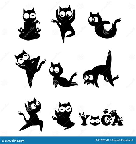 Black Cat Doing Yoga "YOGA" Stock Vector - Illustration of text, brand ...