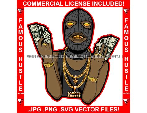 Savage Gangster Ski Mask Cash Money Spread Gold Teeth Eyes Etsy Hong Kong