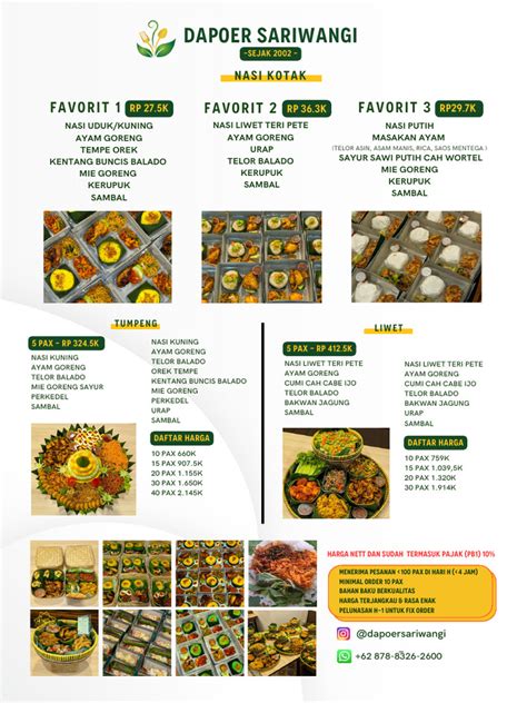 menu nasi kotak dapoer sariwangi