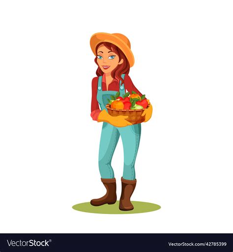 Woman Farmer With Apples Banner Or Clipart Vector Image