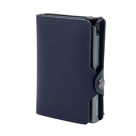 Portafoglio Moero Saffiano Blue Navy Protezione Rfid Per Carte