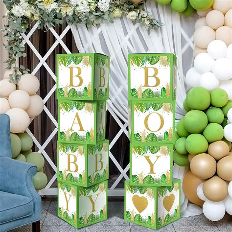 Amazon Pcs Safari Baby Shower Decorations Boxes Sage Green Baby