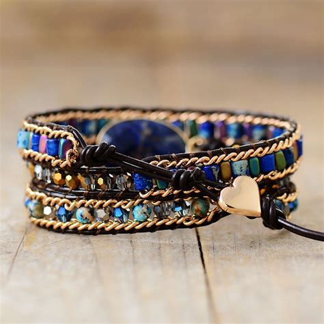 Bracelet Boh Me Lhass Esprit Libre En Cuir Et Sodalite Bijoux