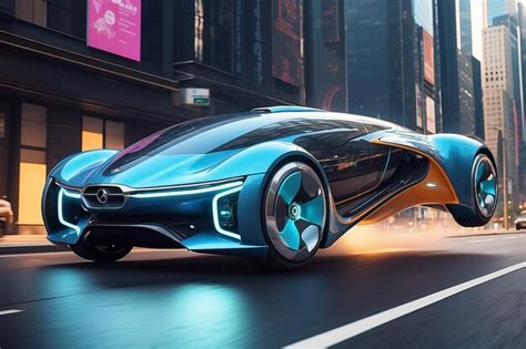 Imagen De Un Coche Volador Futurista Innovador Aut Nomo Aerodin Mico