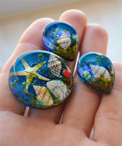 Handmade Earrings Made From Real Seashells In Resin Resin Sea Life