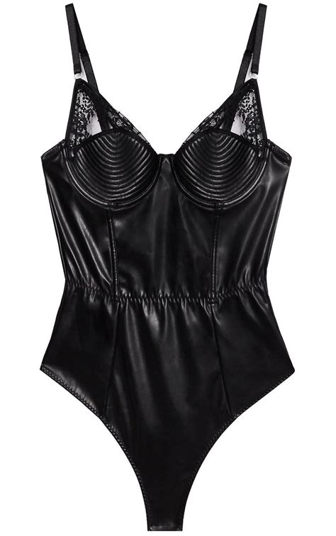 Fleur Du Mal Vegan Leather Bebe Bodysuit Fleur Du Mal Luxury Lingerie