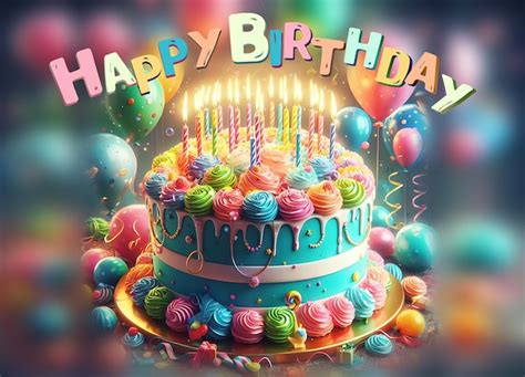 premium photo happy birthday greeting card   cake candles