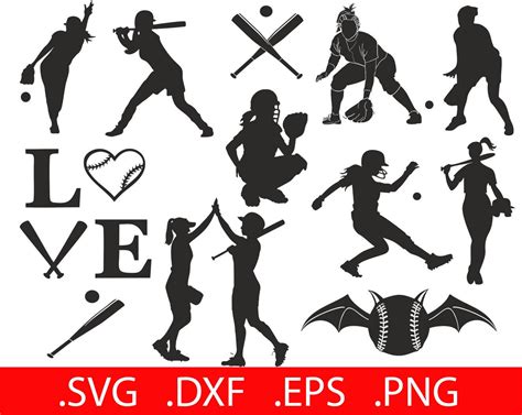 Softball Svg Files Softball Silhouette Svg Softball Svg