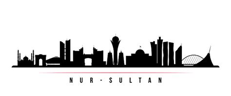 Nursultan Skyline Horizontal Banner Black And White Silhouette Of ...