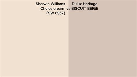 Sherwin Williams Choice Cream Sw 6357 Vs Dulux Heritage Biscuit Beige