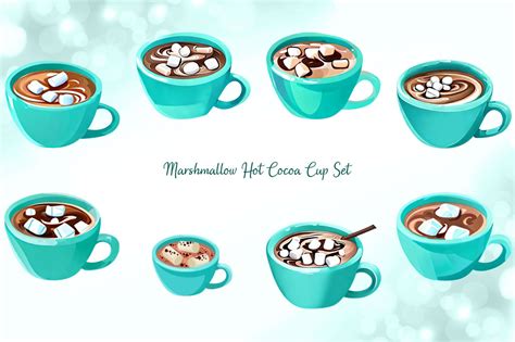 Marshmallow Hot Cocoa Cup Set Graphic By Digitally Inspired Creative Fabrica