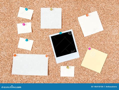 Corkboard with Blank Notes and a Photo Stock Photo - Image of copyspace ...