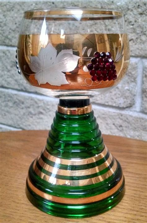 Roemer Musical Wine Glass Goblet Green And Gold With Ruby Etsy