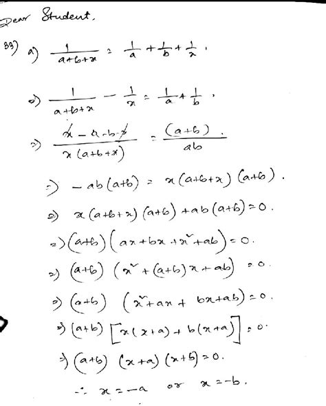 Ques 33 A And C Part 33 Solve The Following Quadratic Equations A