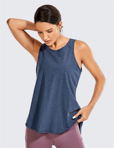 Crz Yoga Women Pima Cotton Sleeveless Shirts Yoga Vest Open Back Sport