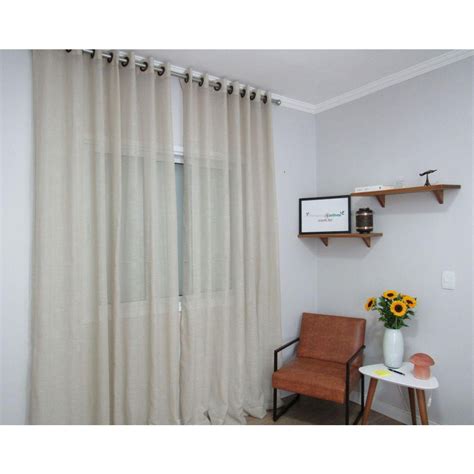 Cortina Gaze De Linho 4 00Larg X 2 60Alt Avelã Decore Cubra Submarino