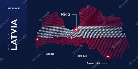 Premium Vector | Abstract vector map of latvia with capital and major ...