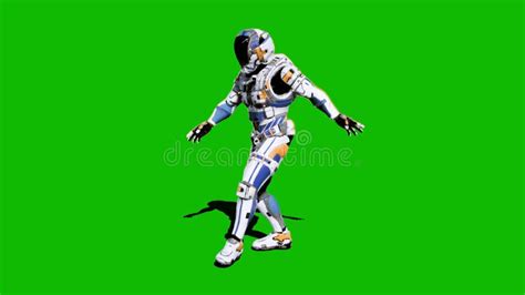 Astronaut Soldier Of The Future Dancing In Front Of A Green Screen