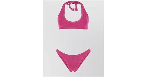 Reina Olga Stretch Nylon Pilou Set Bikini In Pink Lyst