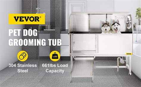 Vevor Dog Grooming Tub 62 L Pet Wash Station 304 Stainless Steel Pet