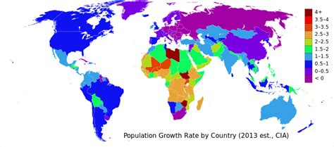 Population growth rate by country [Source: Wikipedia] | Download ...