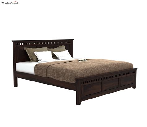 Buy Adolph Sheesham Wood Bed Without Storage King Size Walnut Finish