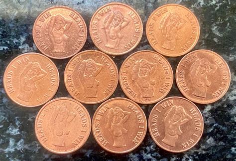 Lot Of 10 Vintage Heads I Wintails You Lose Tokens Novelty Adult Coins