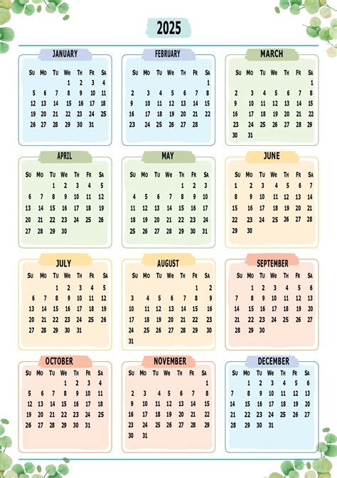 Free Printable Full Year Calendar 2025 | Printable Calendars