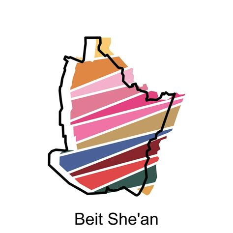 Beit She'an map flat icon illustration, Vector map of Israel with named ...