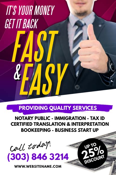 Tax Services Poster Template Postermywall