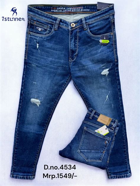 Straight Fit 7 Stunner Men Faded Stretch Denim Jeans Blue At Rs 749