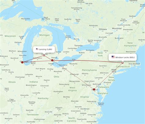 All Flight Routes From Hartford To Lansing Bdl To Lan Flight Routes