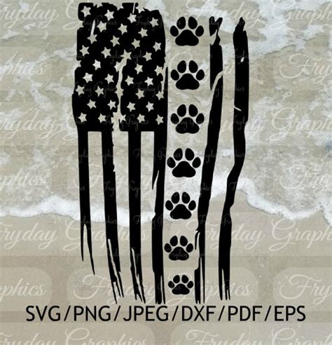 Puppy Paw Paw Print American Flag Paw Flag Digital Etsy