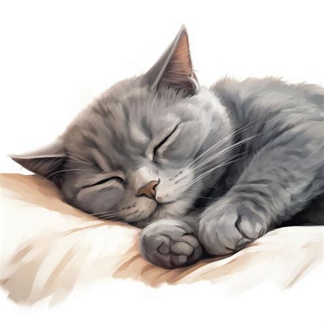 Premium Photo A Drawing Of A Cat Sleeping On A Blanket