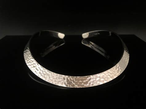 Hammered Silver Choker Sterling Silver 16 Inches 10mm Etsy