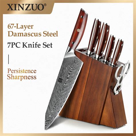 Xinzuo New Pcs Chef Knife Set Damascus Steel With Rosewood Handle