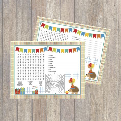 Printable Birthday Activity Sheet Everyday Party Magazine